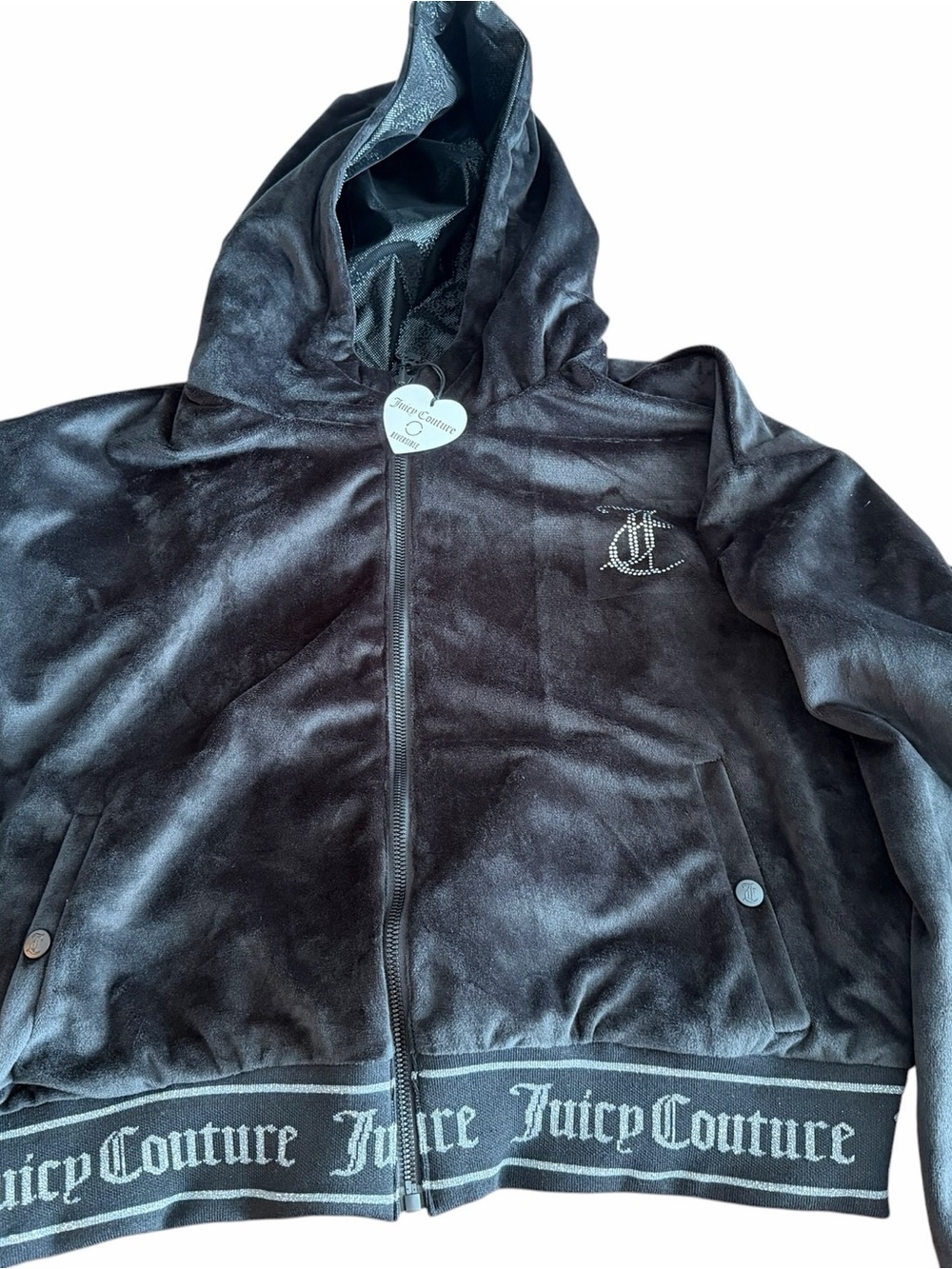 Juicy Couture reversible Black Velour bomber jacket